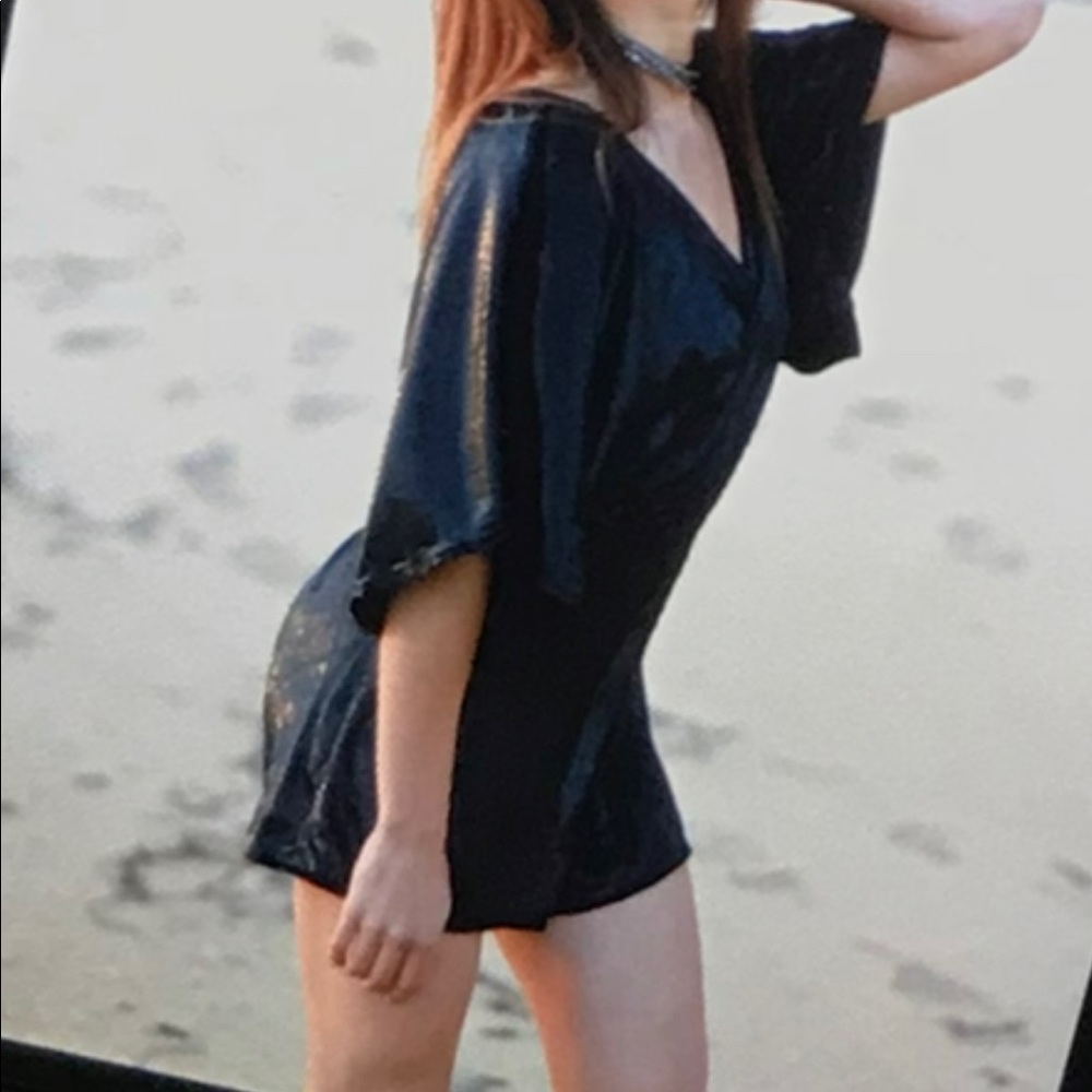 Ark n c Black Shiny Romper, Small